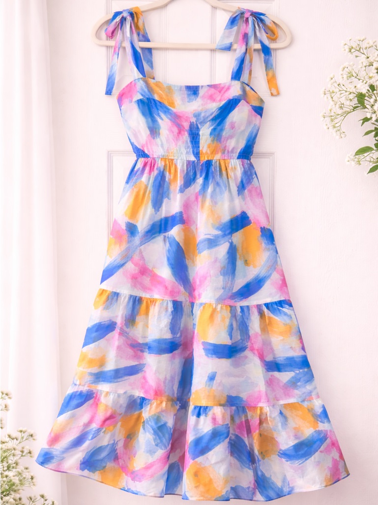 Blu Pepper Abstract Print Midi Dress | Size Small | Nwt